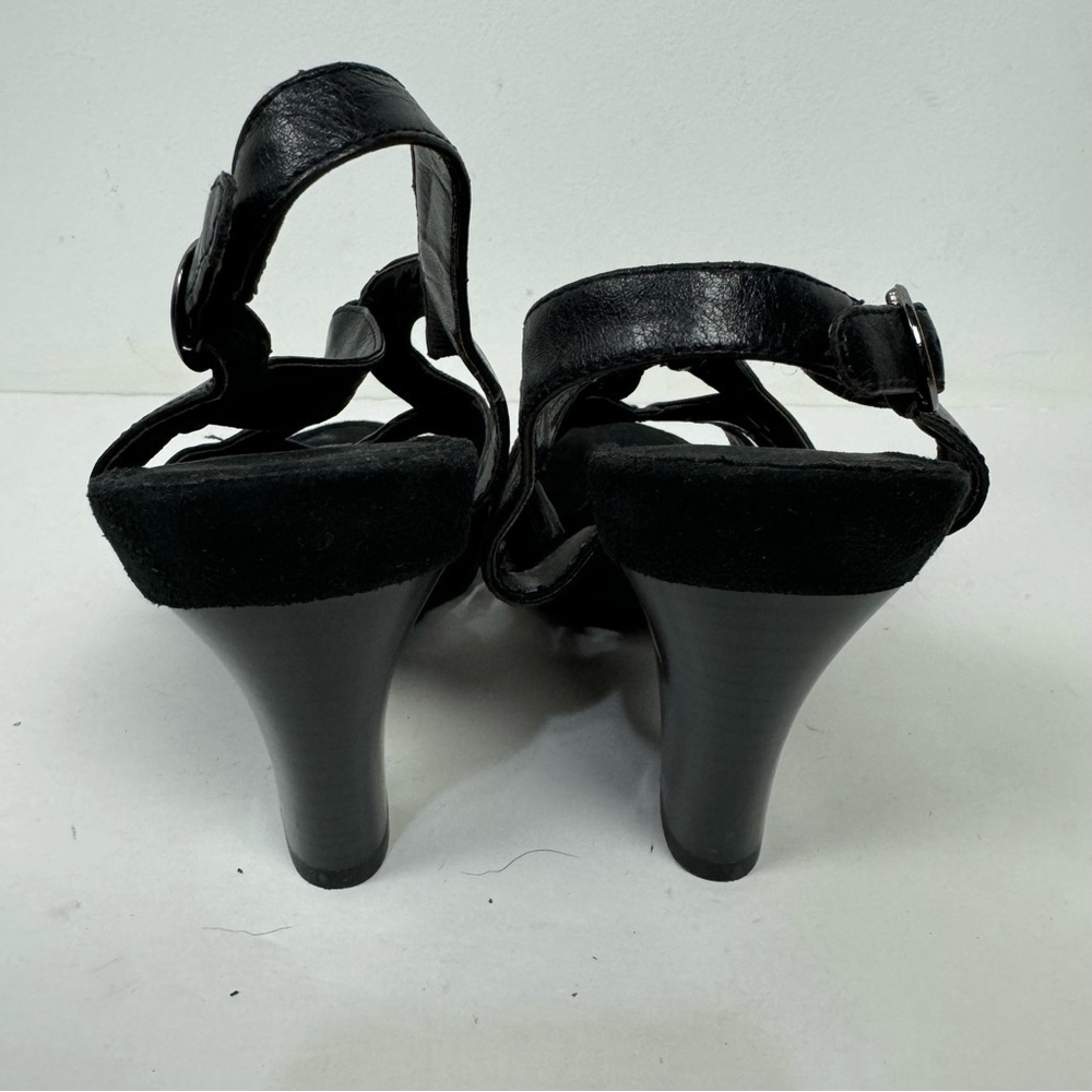 Aerosoles Black Open Peep Toe Heels Goth Minimalist - Picture 5 of 9